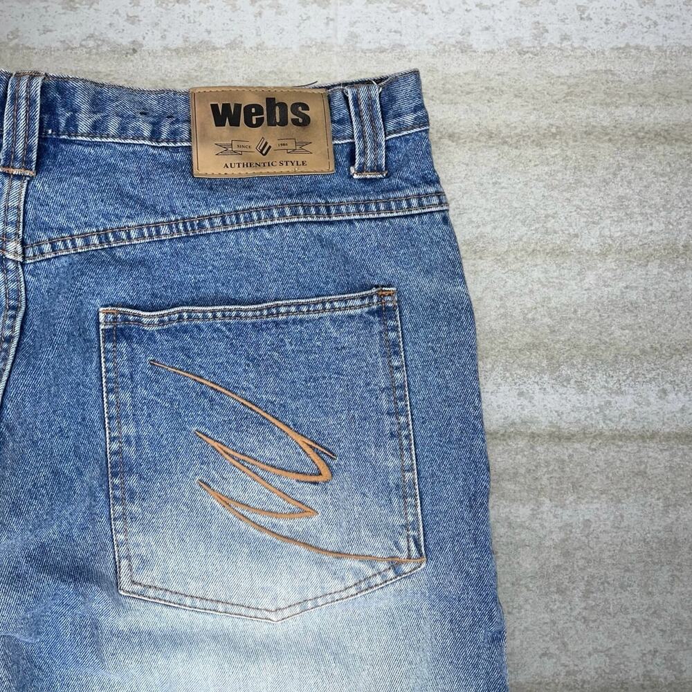 Vintage Y2K Webs Skater Jeans 38x34 Baggy Wide Leg Light Wash Denim Rap Style - Picture 3 of 4